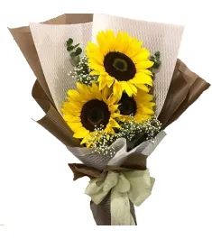 three pieces sunflowers bouquet