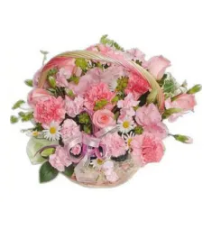 Pink Flowers Basket to Philippines