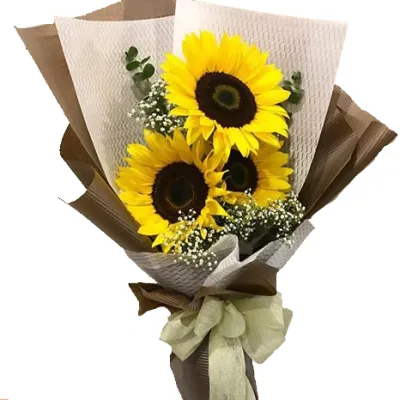 three pieces sunflowers bouquet