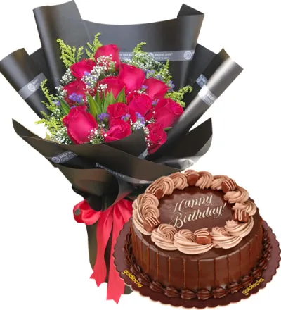 12 Roses with Double Dutch Cake By Goldilocks