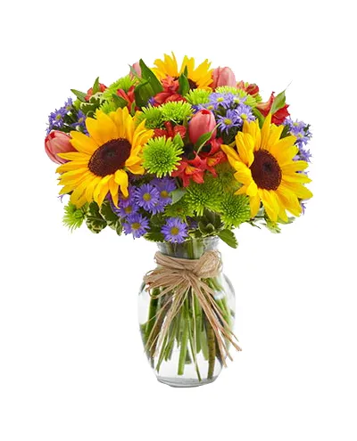 sunflowers with seasonal flowers vase to philippines