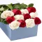 One Dozen Red & White Roses in a Box Delivery to Philippines