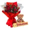 24 Peach Roses Bouquet,Toblerone Chocolate with Bear Send to Philippines