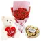 3 pcs Red Roses Bouquet,Toblerone Chocolate with Bear Send to Philippines