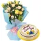 12 Yellow Roses with Marble Chiffon Cake